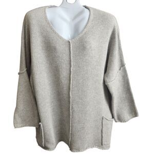 Soft Surroundings Angora Wool Asymmetric Gray Sweater Drapey Coastal Luxe P/M